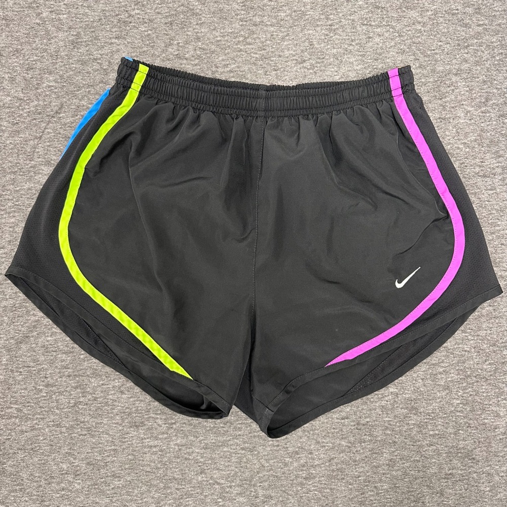Nike Dri-FIT Running Shorts Small Black Neon Trim Activewear Elastic Women's